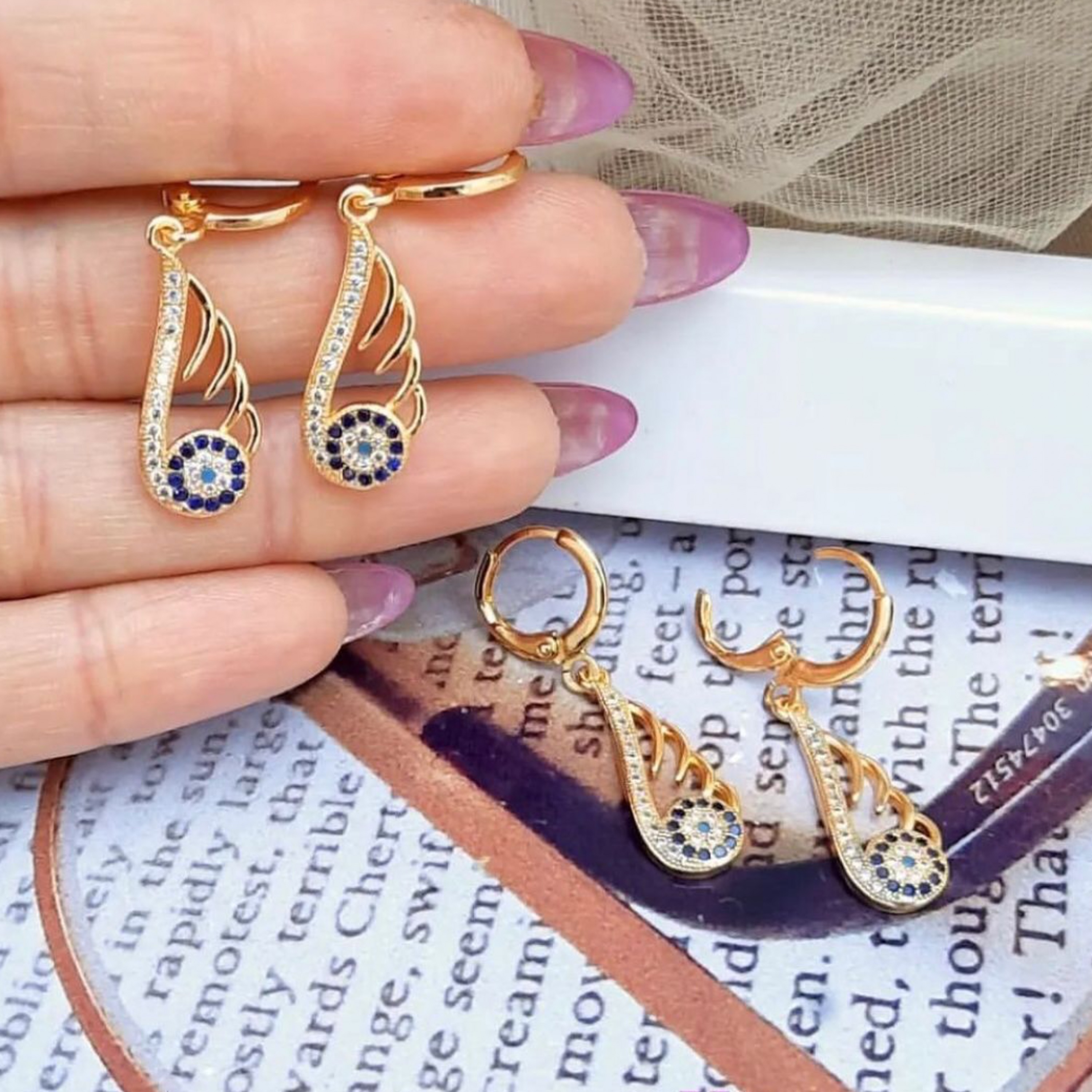 گوشواره حلقه اویز طرح بال