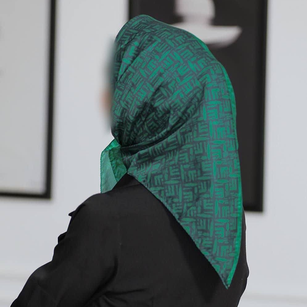 مینی اسکارف نخی سبز طرح دار