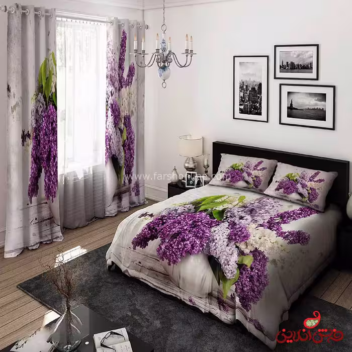 روتختی طرح گل های سنبل بنفش کد 15331
