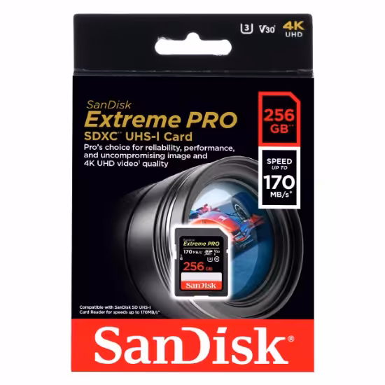 کارت حافظه سن دیسک مدل Extreme PRO SDXC UHS-I سرعت 170MBps ظرفیت 256 گیگابایت