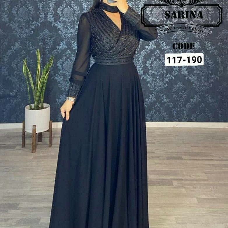 پیراهن سارینا جنس کرپ میکرو و لمه درجه یک