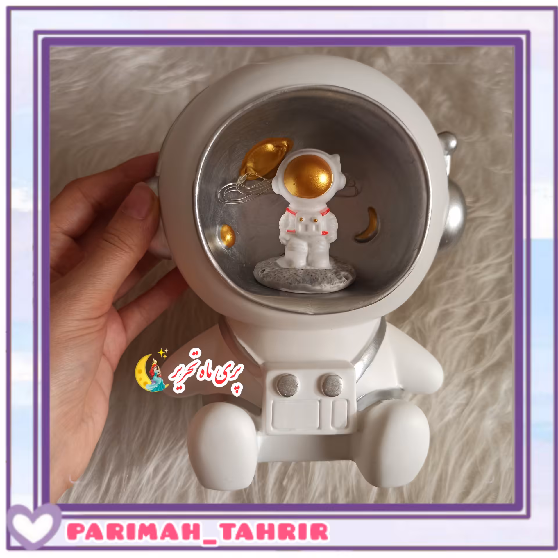 چراغ خواب فضانورد، دارای قلک، جنس پلاستیک مرغوب رنگ سفید(ارسال سریع+بسته بندی شیک +اشانتیون) 