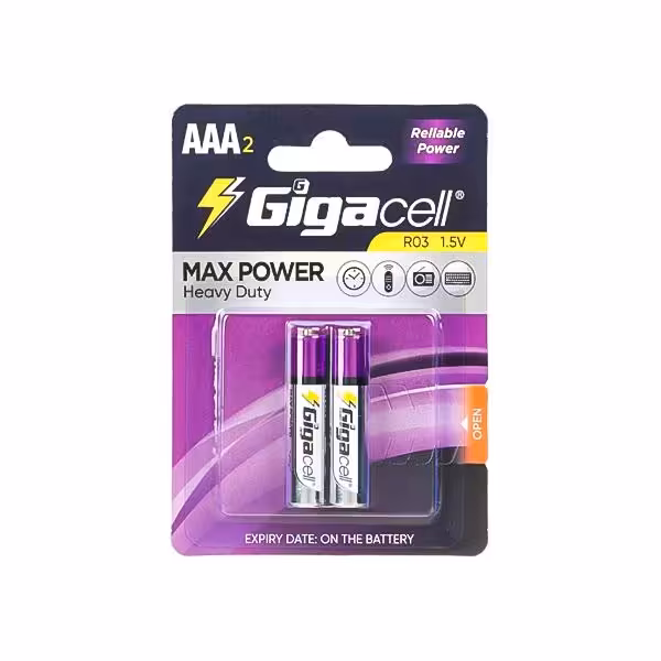 باتری نیم قلمی گیگاسل مدل MAX POWER بسته 2 عددی