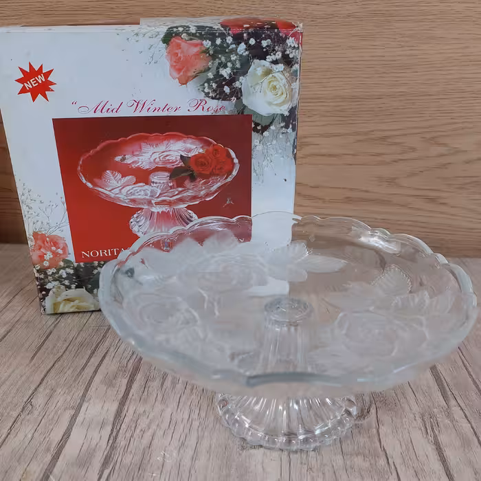 ظرف شیرینی خوری  بشقاب پایه دار  سوگا ژاپن نوری تازه ارسال با باربری پس کرایه