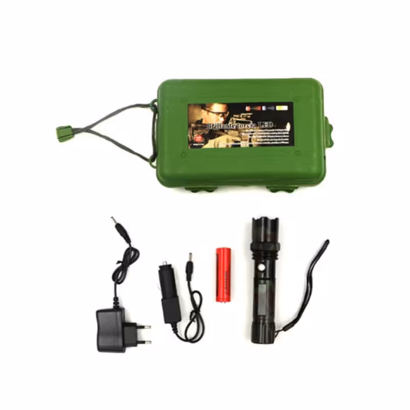 چراغ قوه پلیسی حرفه سه حالته شارژی با جعبه