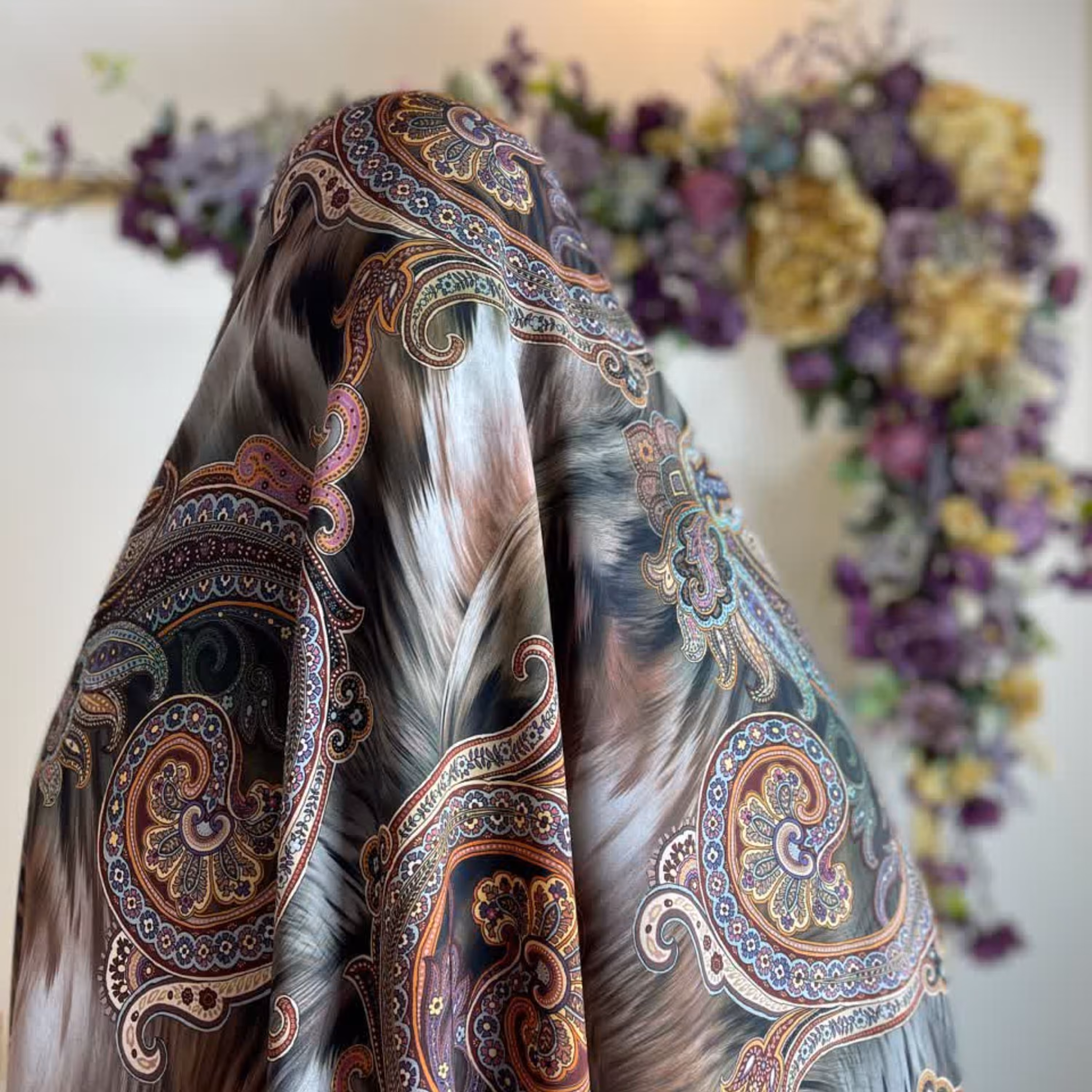 پارچه چادر رنگی مجلسی کرپ مخمل اندونزی