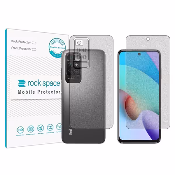 گلس صفحه نمایش و پشت گوشی شیائومی Redmi 10 مدل نانو هیدروژل گیمینگ برند راک اسپیس کدSS