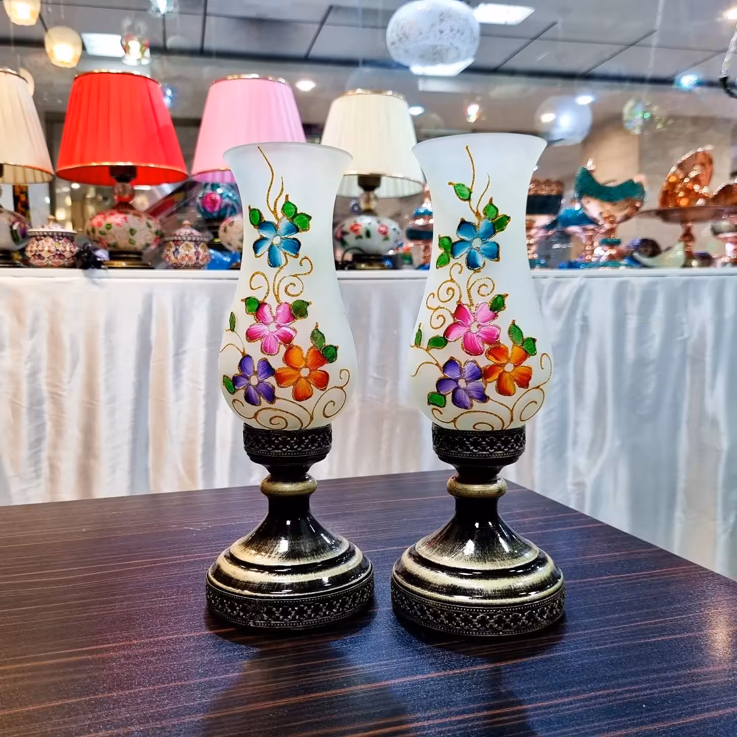 جاشمعی شیشه ای نقاشی شده مات مدل ثمین