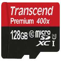 رم میکرو اس‌دی 128 گیگابایت Transcend Class 10 Premium 400X