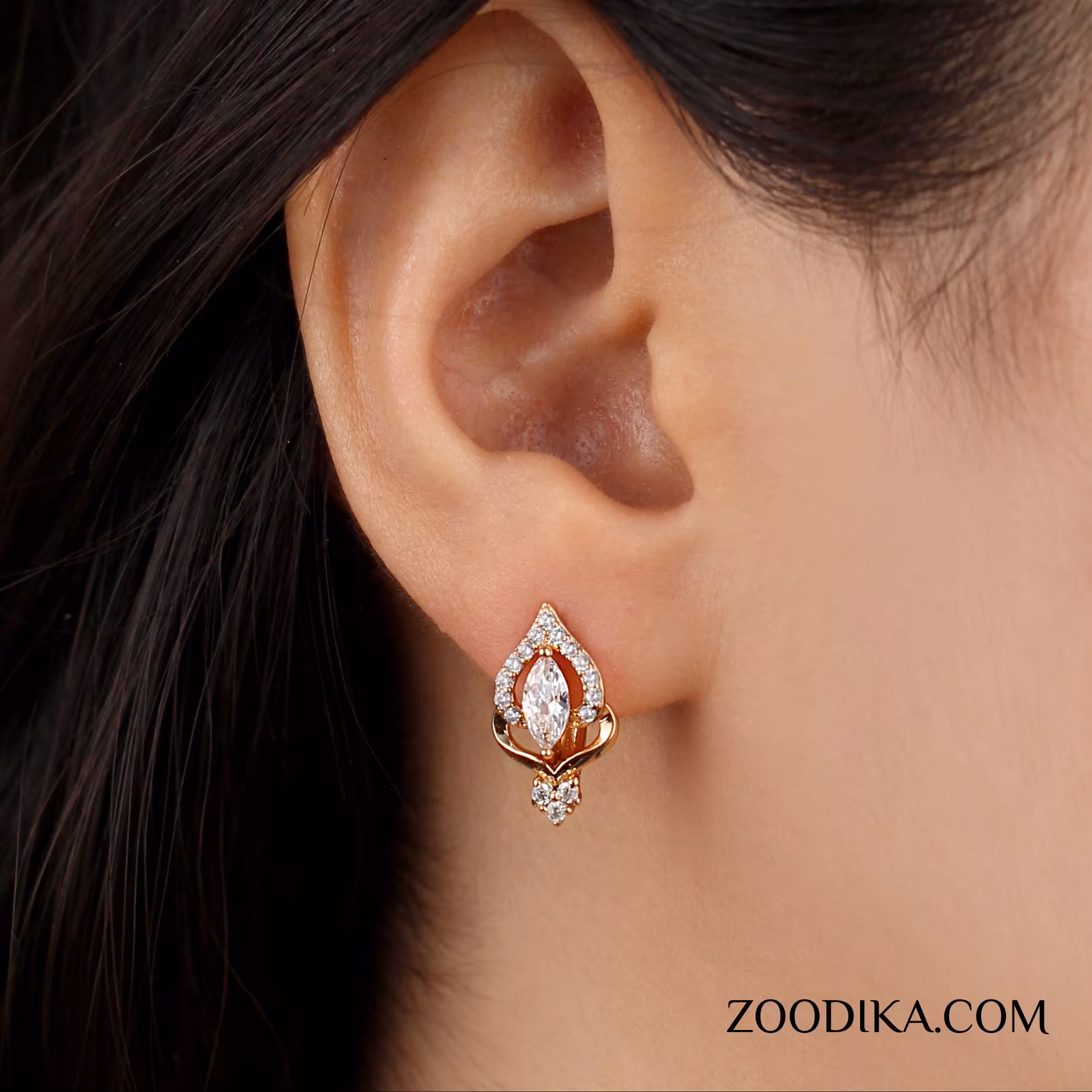 گوشواره ژوپینگ طرح طلا ضد حساسیت رنگ ثابت  AAC-64