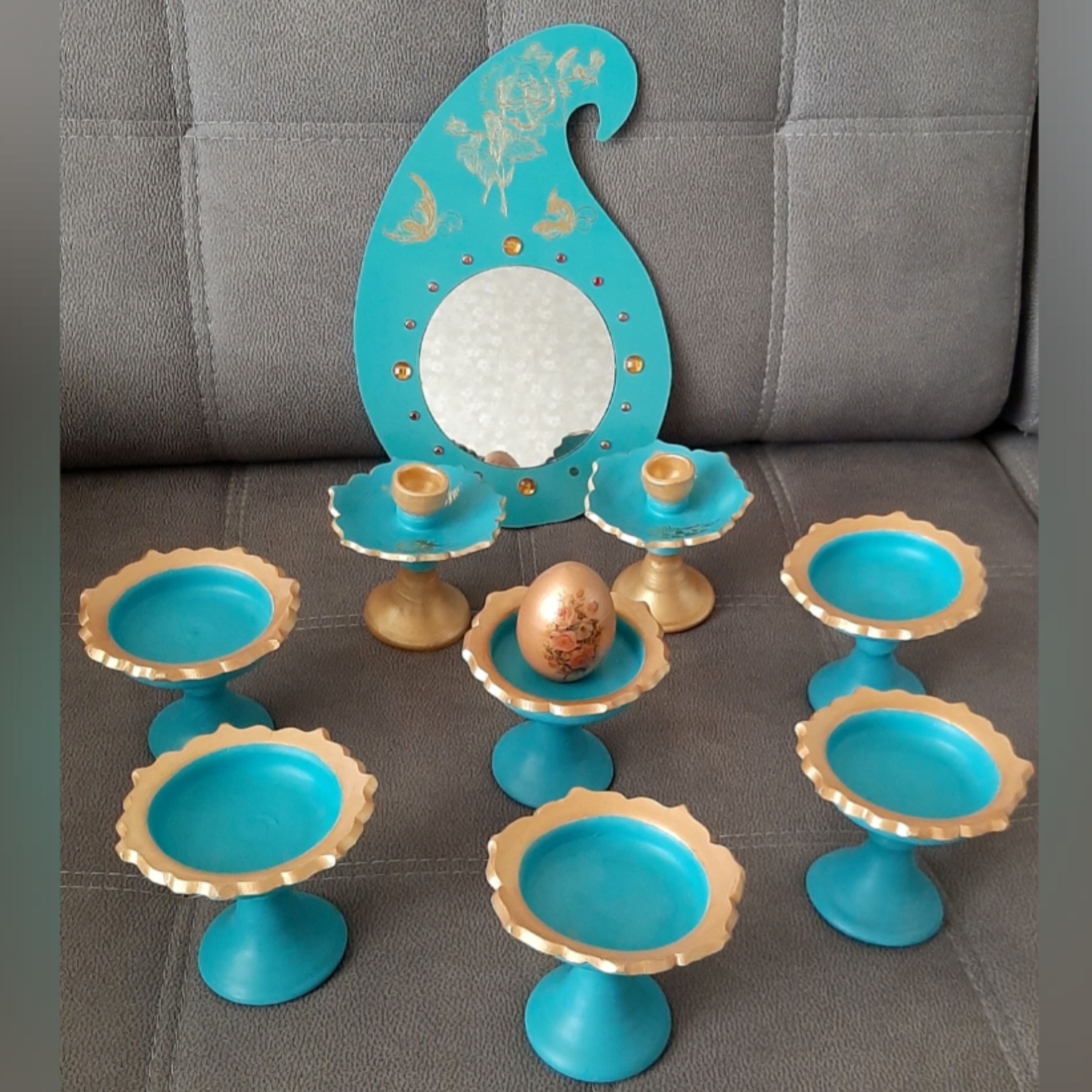 هفت سین سفالی پایه دار 