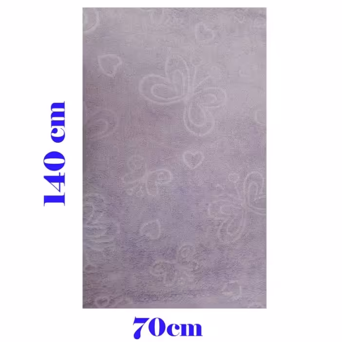 حوله استخری میکروفایبرطرح گل داغی ، رنگ یاسی ، سایز  140 در 70