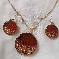 نیم ست رزینی و رق طلا 