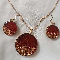 نیم ست رزینی و رق طلا 