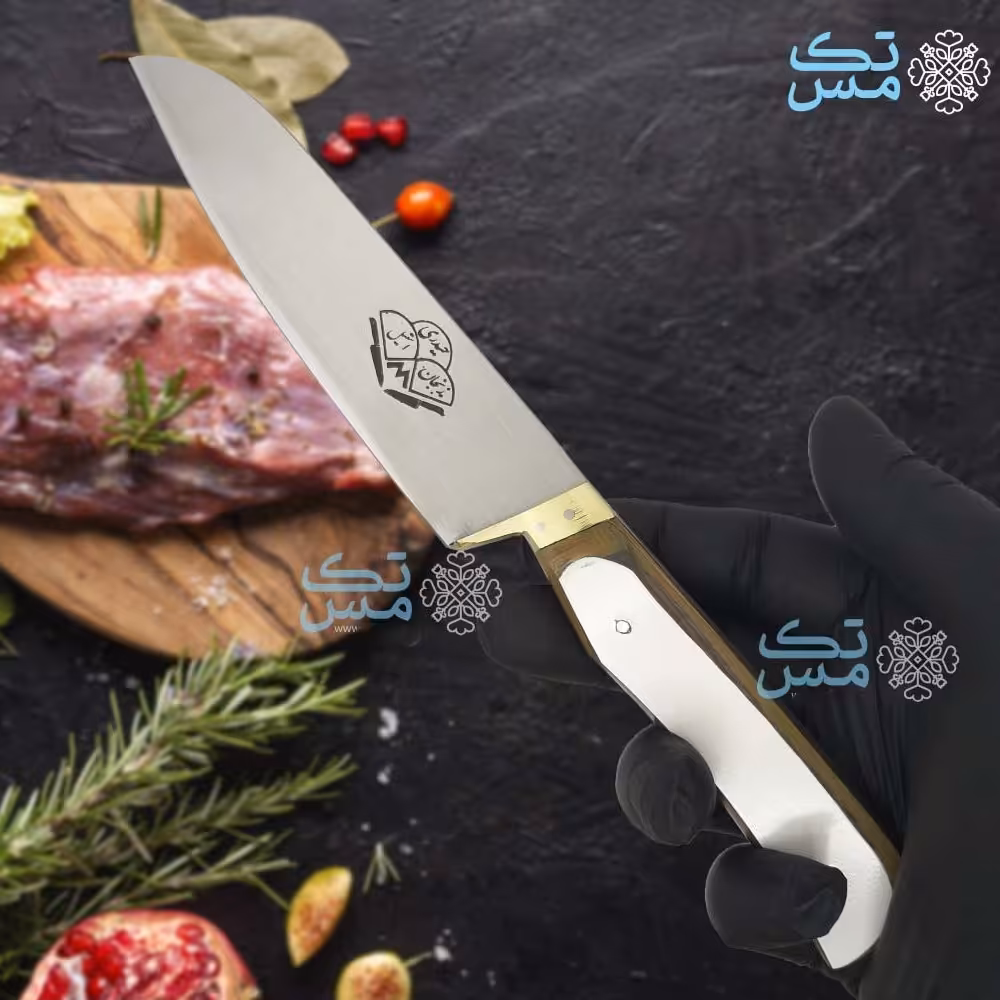 چاقوی آشپزخانه حیدری دسته کائوچو سفید سایز 2 طول 24 سانتیمتر