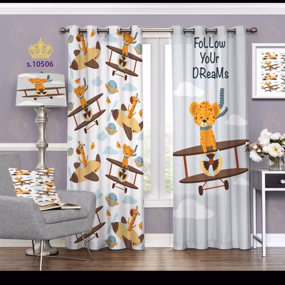 پرده اتاق خواب پسرانه دو قواره طرح کارتونی کد S10506