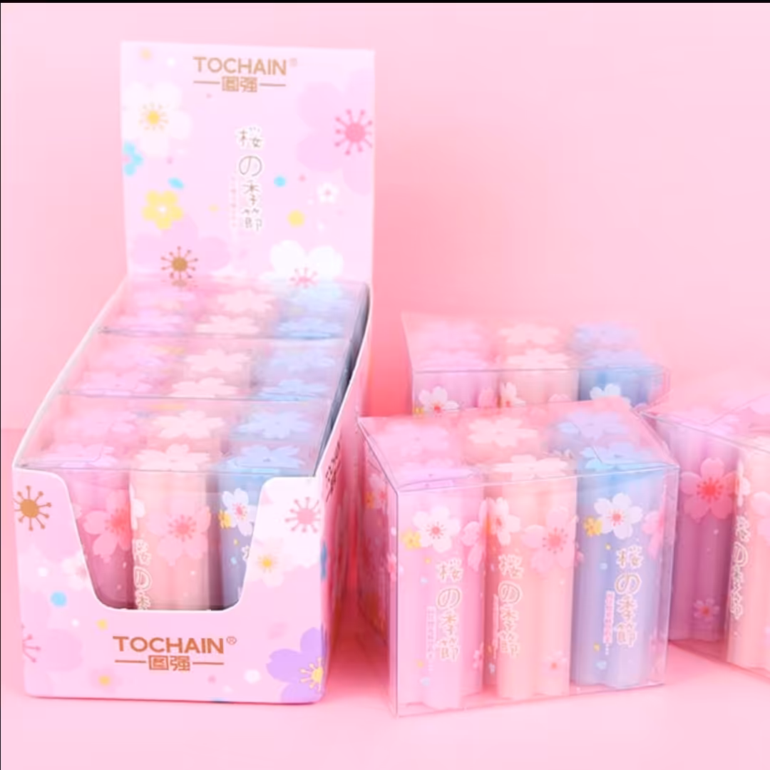 پاک کن فانتزی مغزدار طرح شکوفه گیلاس Tochain در رنگ صورتی آبی بنفش 