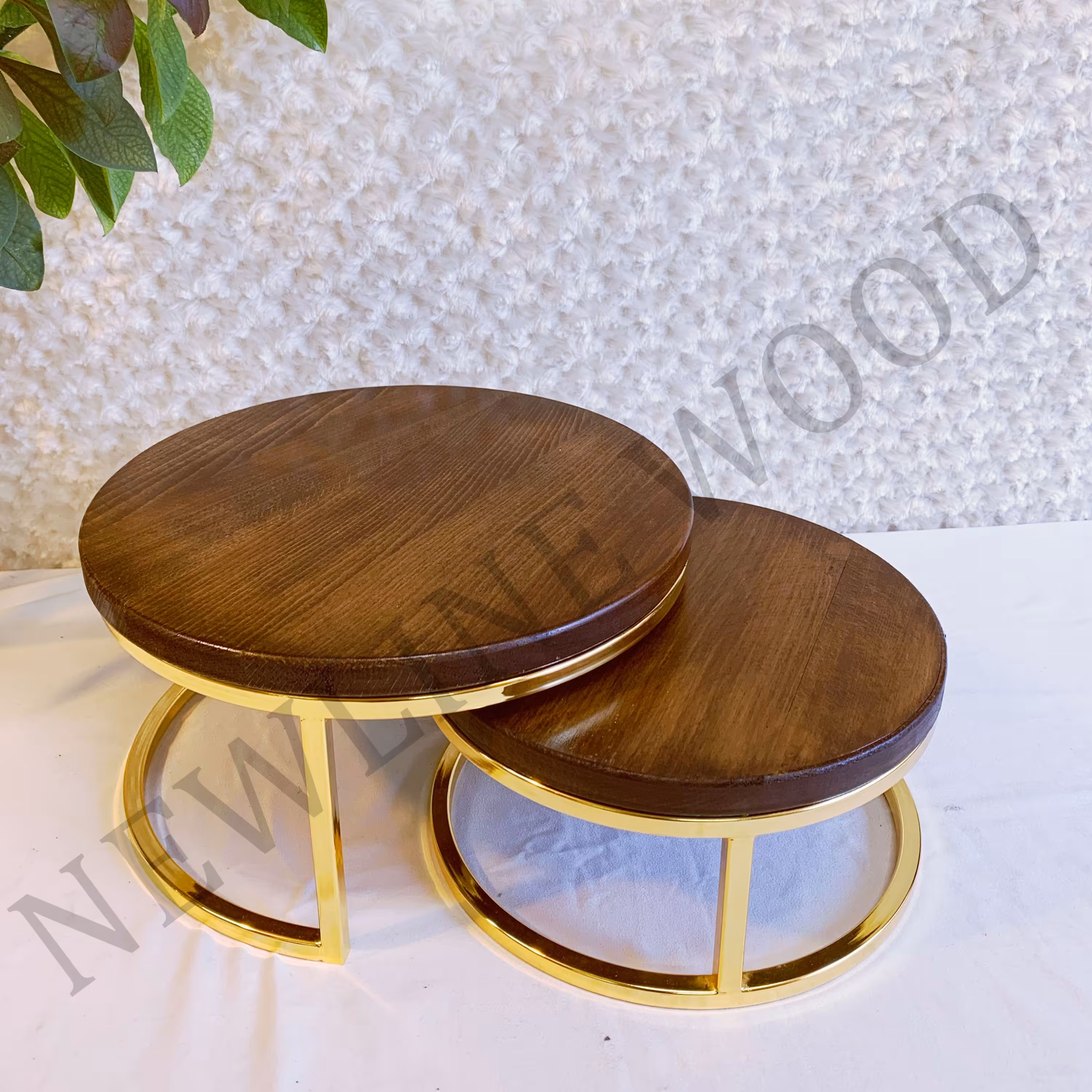 استند 2 طبقه چوبی صفحه تخت  - ظروف پدیرایی چوبی-استند کیک