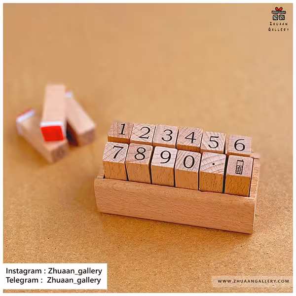 ست مهر چوبی 12 تایی اعداد و شماره