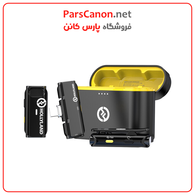 میکروفون بی‌سیم هالی لند Hollyland LARK C1 DUO 2-Person Wireless Microphone System with USB-C Connector for Mobile Devices (Black, 24 GHz)