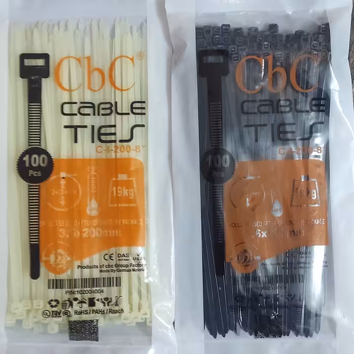 بست کمری 20 سانت 3.6 میلیمتری سی بی سی با متریال آلمانی و کیفیت درجه یک تعداد در بسته 100 عدد