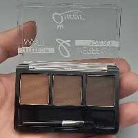 سایه ابرو پودری کوئین پالت شماره 3 جلوه مات همراه با قلم مخصوص  ضدآب ثبات رنگ و رنگ طبیعی به ابرو طبیعی و ابریشمی