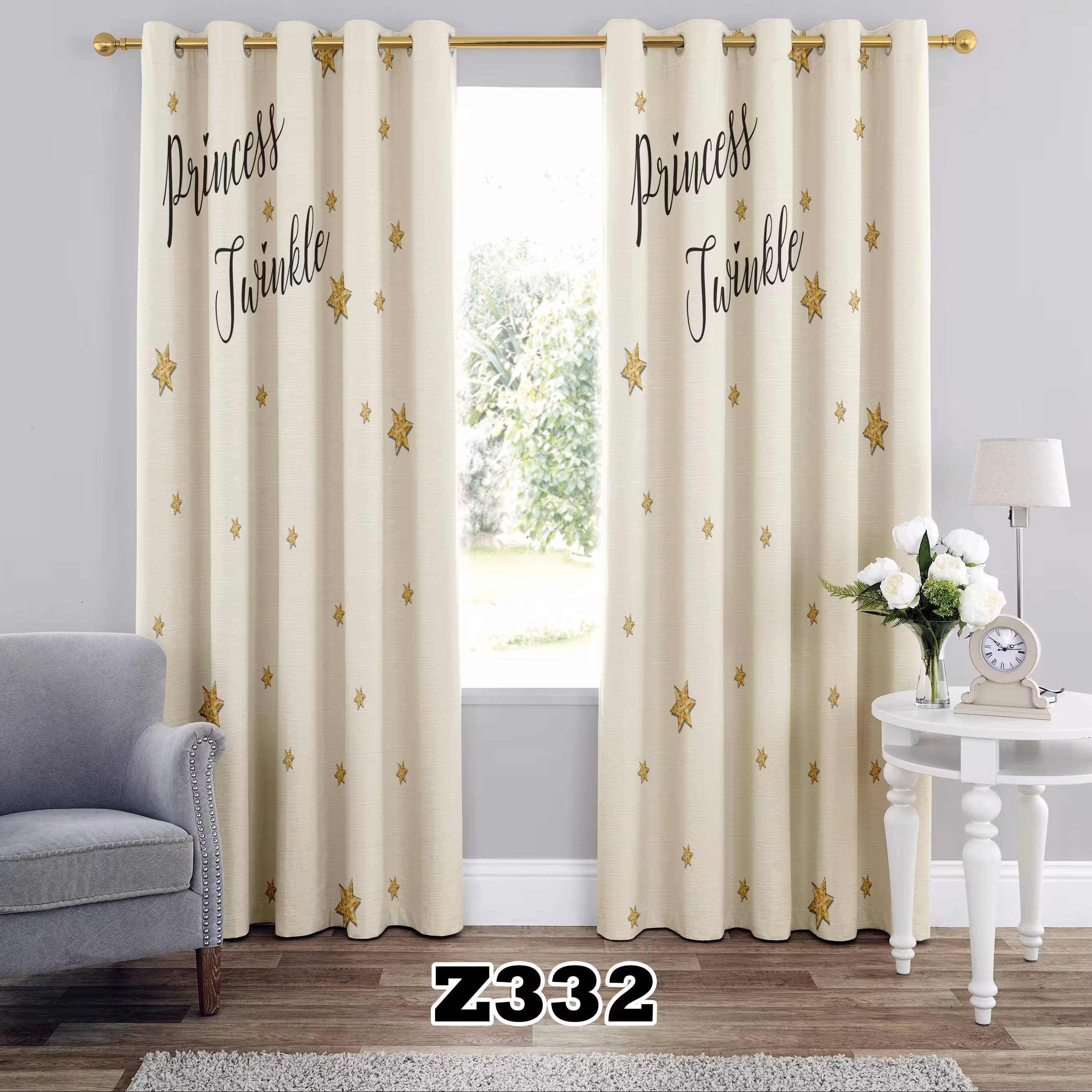 پرده چاپی طرح ستاره نوجوان کد Z332 تک قواره ارتفاع 300 عرض 140 سانت