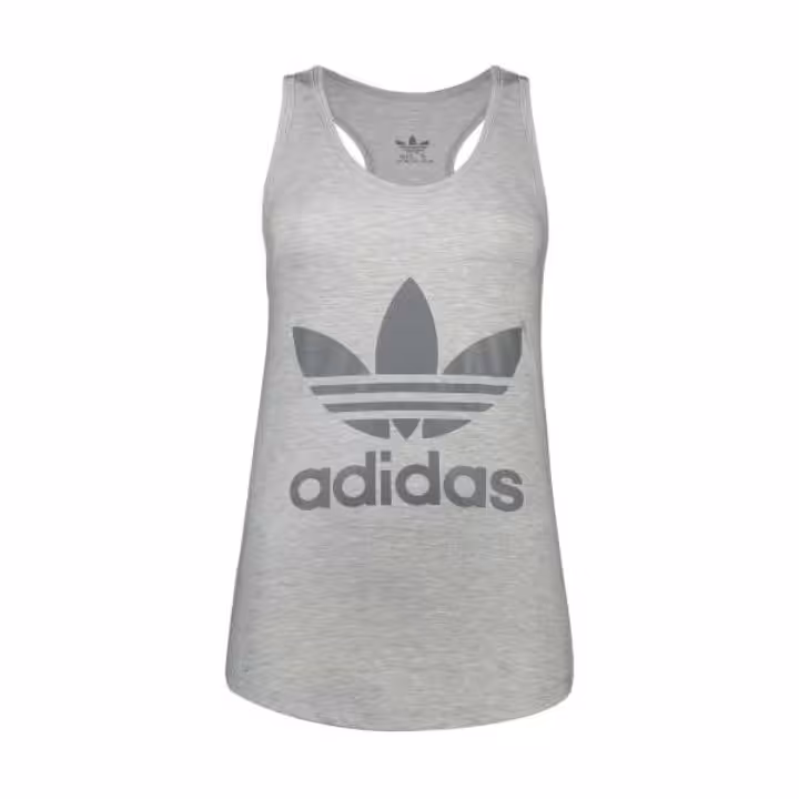 تاپ راحتی زنانه نخ پنبه رنگ طوسی روشن با چاپ آدیداس سایز XL