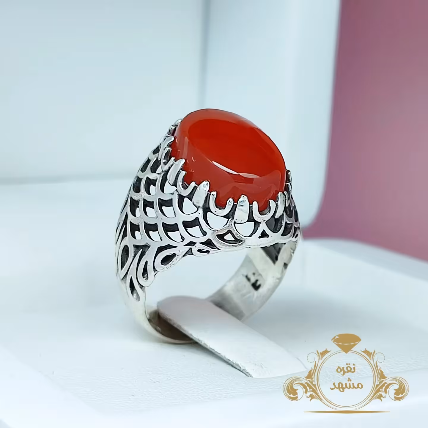 انگشتر عقیق سرخ شیک و خاص (کد 1168)