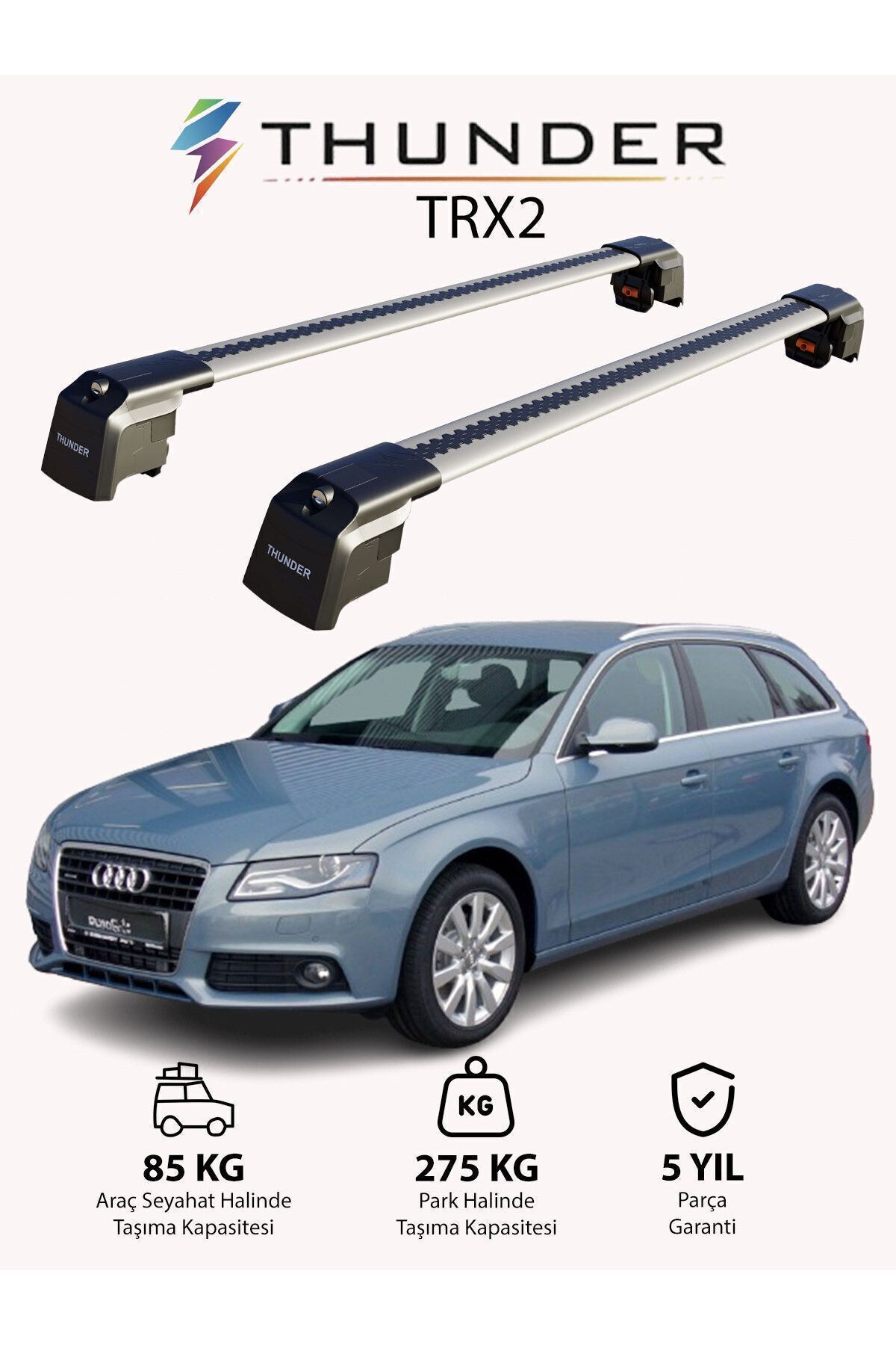 نوار محافظ خودرو مشکی AUDI A4 AVANT 2008 2015 TRX2 CARRIER قفل جستجو SEAN CARRIT SUILING BAR سیاه Thunder