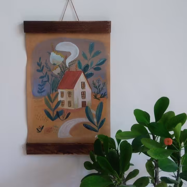 نقاشی آبرنگ طرح خانه