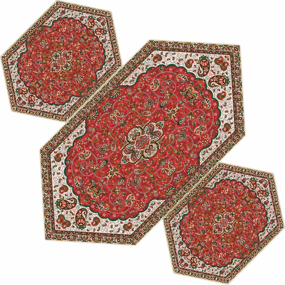 سرویس 3 تکه ترمه حسینی طرح شاه عباسی قرمز جنس ابریشم