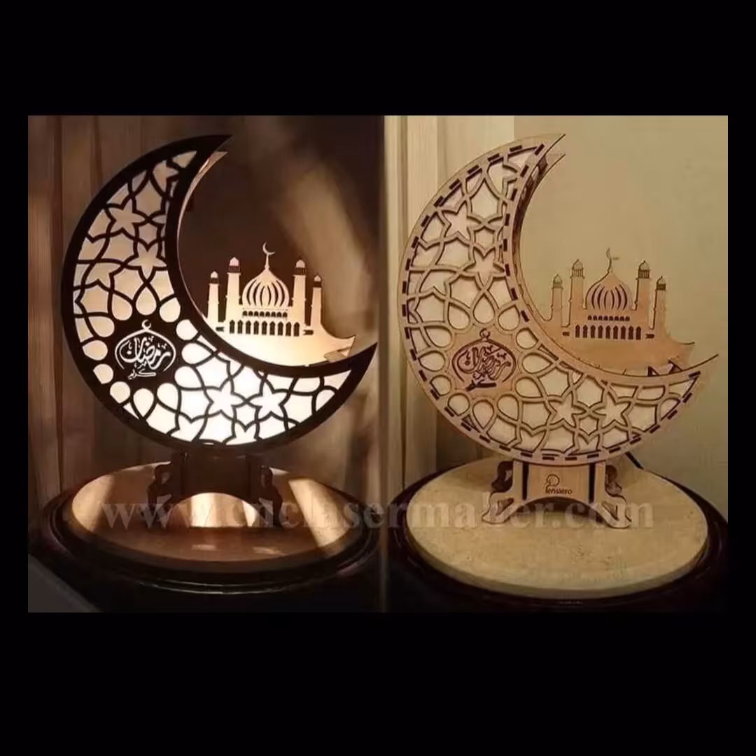 چراغ خواب رومیزی ،چراغ خواب چوبی ،چراغ خواب طرح ماه ،