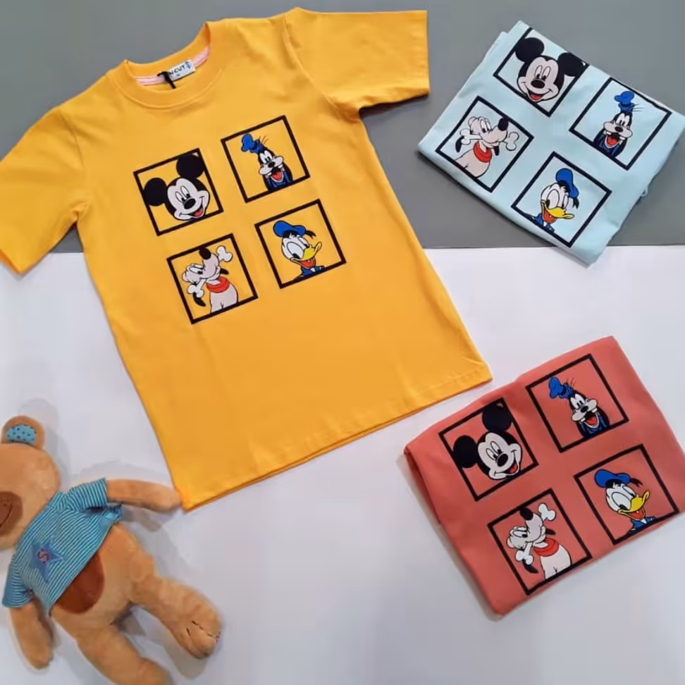 تی شرت  تک اسپرت دخترانه و پسرانه جنس نخ پنبه با تن خور عالی مناسب خانه و بیرون