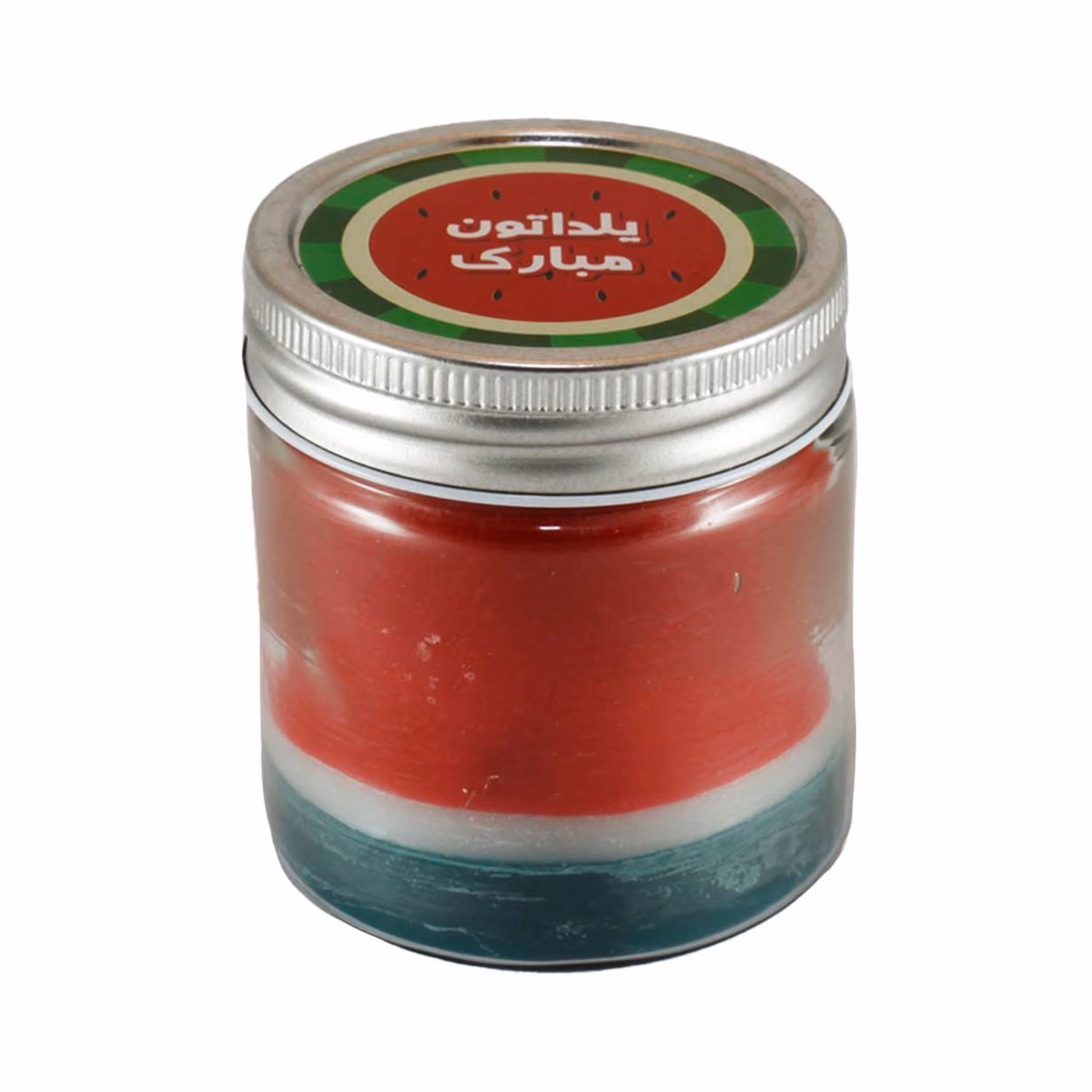شمع مدل یلدا 120 گرمی طرح هندوانه سه رنگ