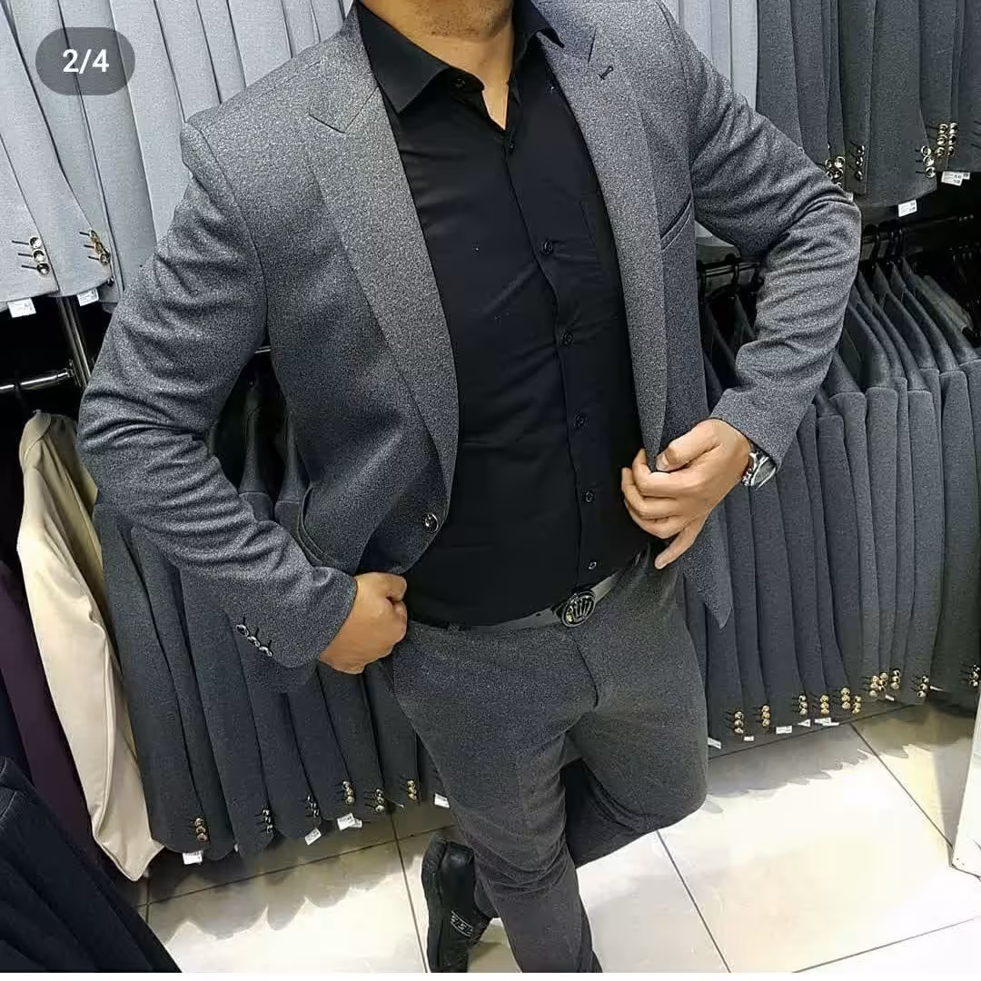 کت و شلوار اسپرت کشی طوسی