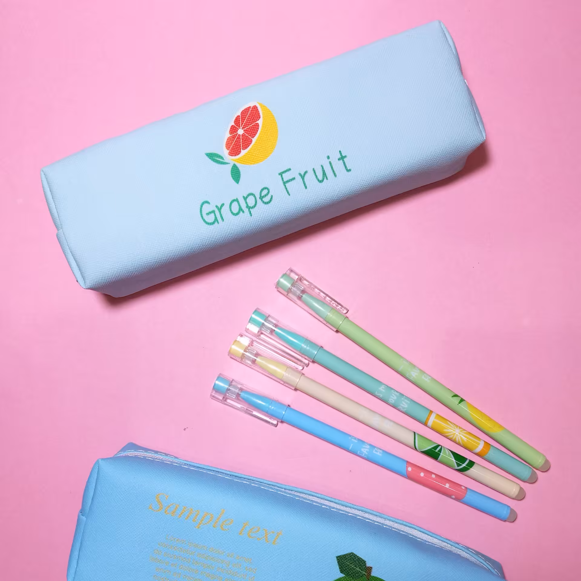 جامدادی برزنتی فانتزی و تک زیپ، طرح میوه، سیب و گریپ فروت