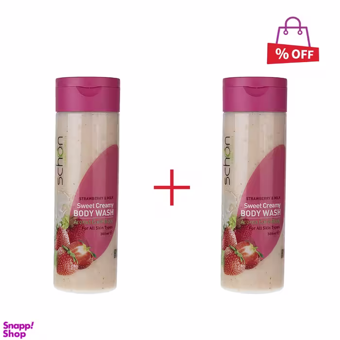 شامپو بدن شون (Schon) مدل Strawberry And Milk حجم 300 میلی‌لیتر مجموعه 2 عددی