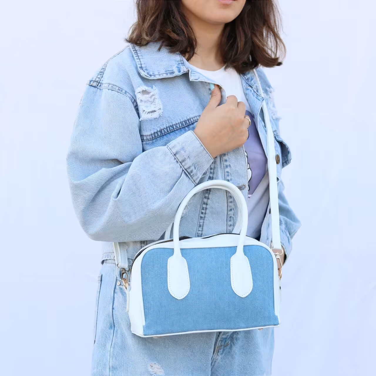 کیف دخترونه دوخانه بند بلند دوشی استایل روزمره