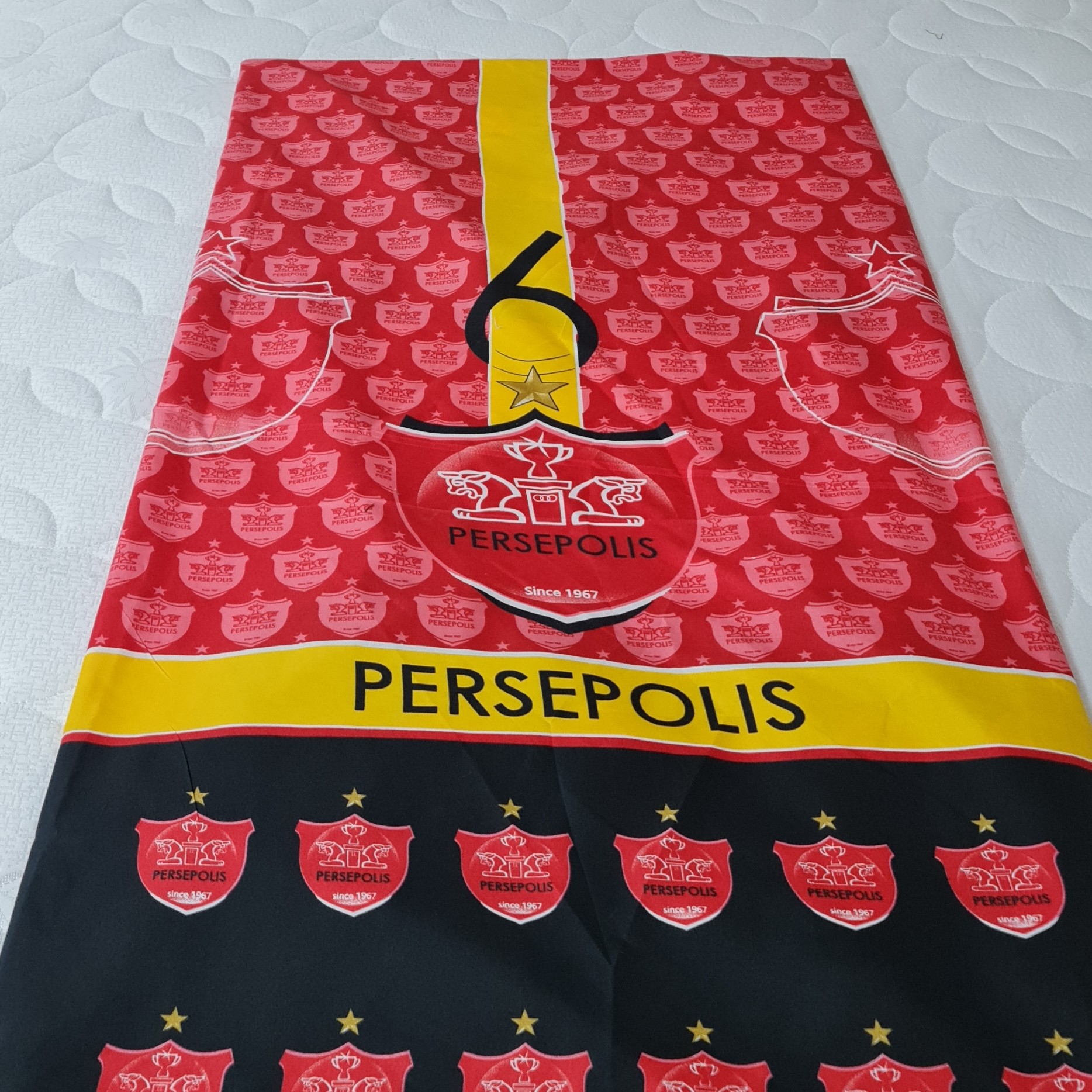نیم ست ملحفه کشدار خوشخواب(روتختی)  تکنفره عروسکی طرح پرسپولیس روتختی ارزان