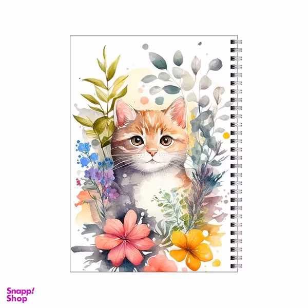 دفتر مشق 80 برگ بامبیلیپ طرح گربه و گلهای آبرنگی کد 7651892