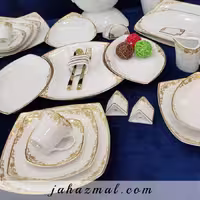 سرویس چینی پردیس طرح هیرام طلایی 105 پارچه کد 456B