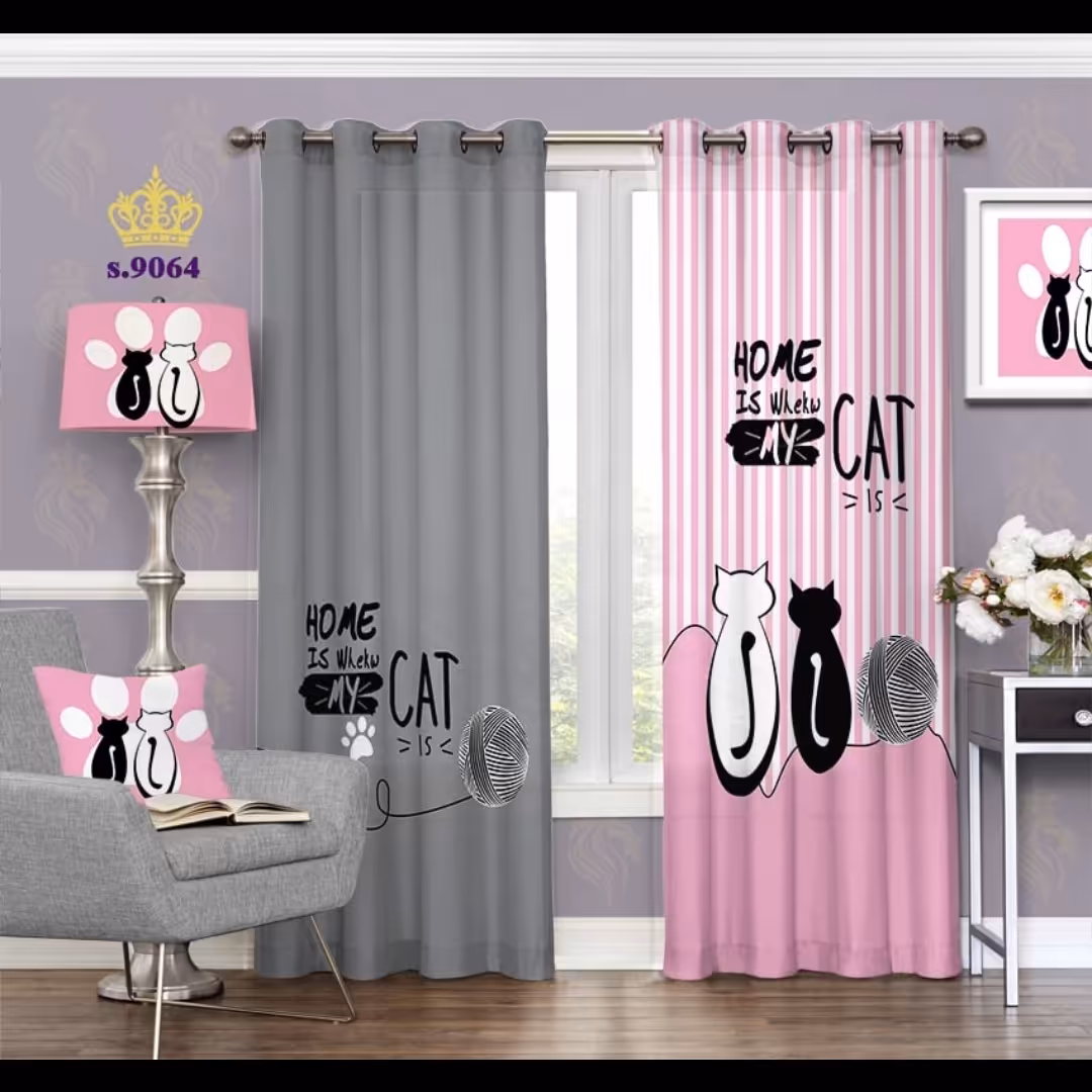 پرده پذیرایی دو قواره طرح کارتونی کد S9064