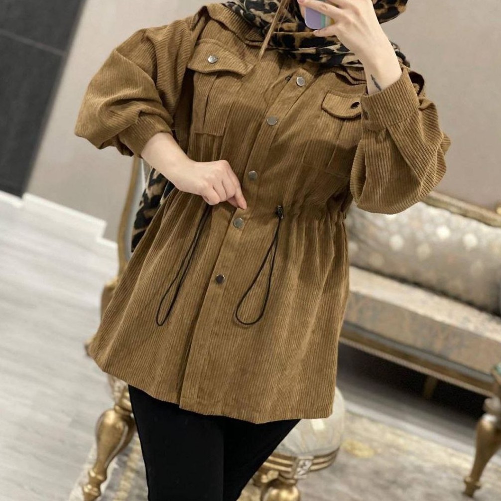 مانتو کوتاه کبریتی کمر گت دار