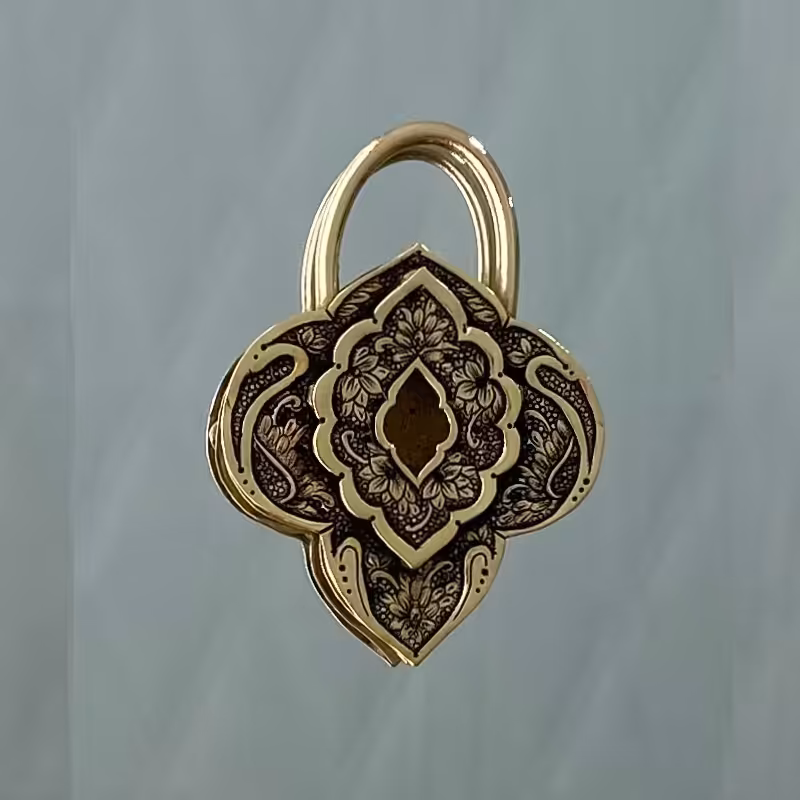 تابلو قفل برنجی دستساز قلمزنی 5