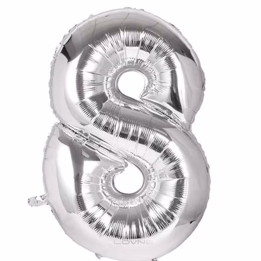 بادکنک فویلی عدد نقره ای 32 اینچ شماره هشت
