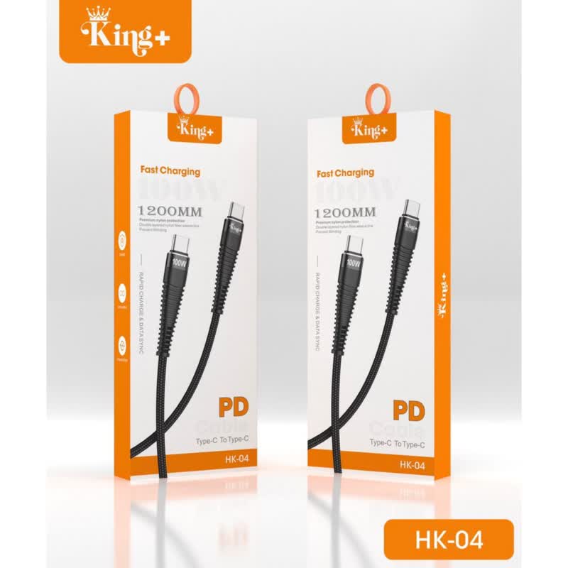 کابل تبدیل USBC به USBC کینگ پلاس مدل HK04 به طول 120cm توان 100W