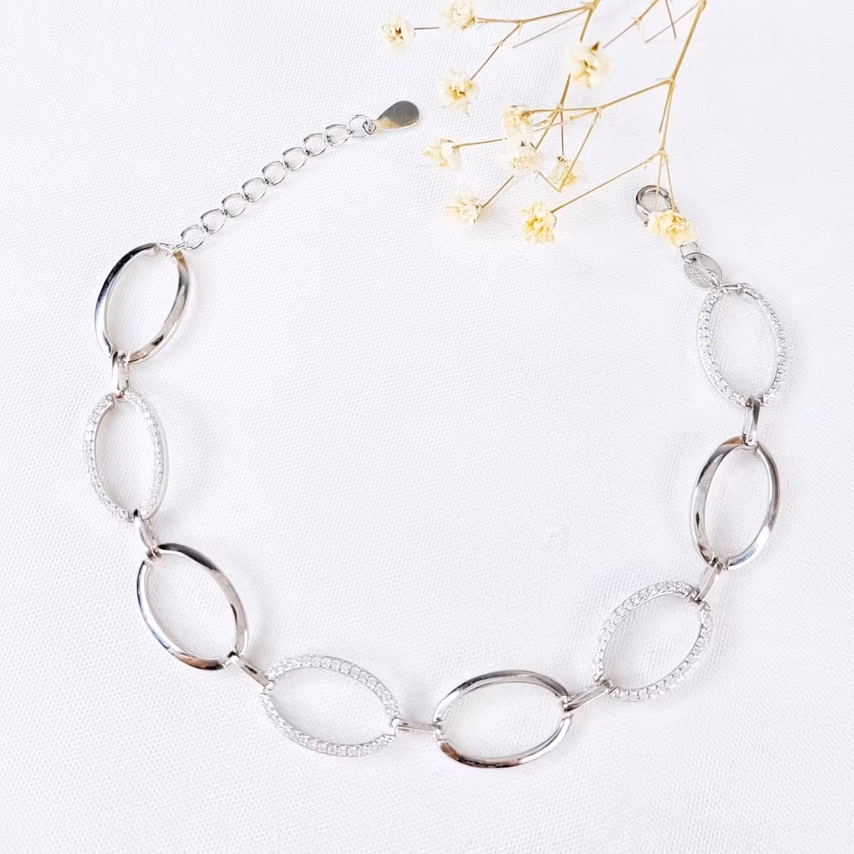 دستبند نقره حلقه تو حلقه عیار925 کد 10597