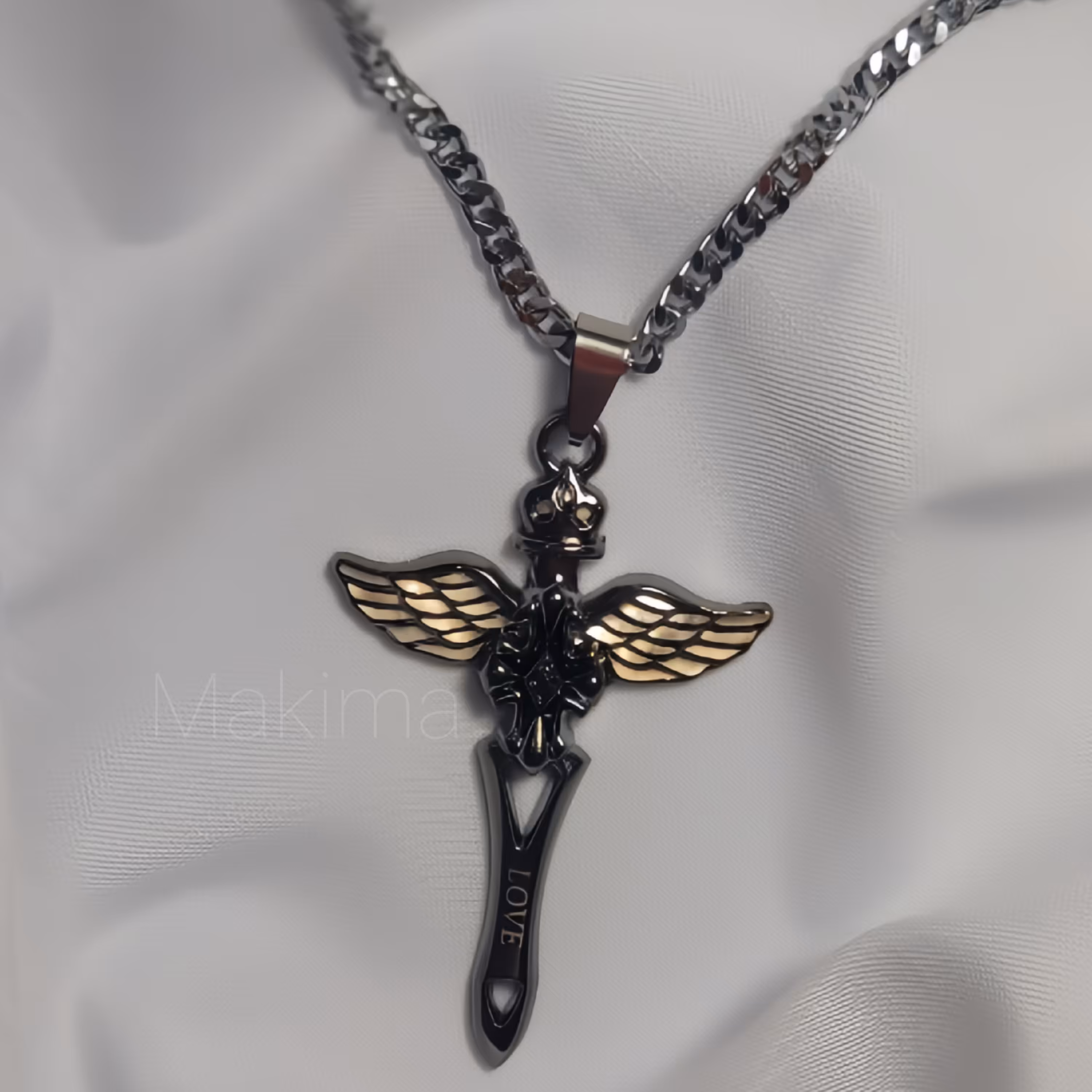 گردنبند صلیب با زنجیر استیل 