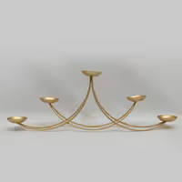 شمعدان و جا شمعی 5 شعله طلایی مات - جاشمعی - شمع دان